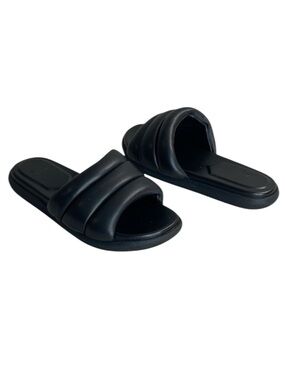 Marc Fisher Yessy Padded Black Leather Slide Sandals Size 7